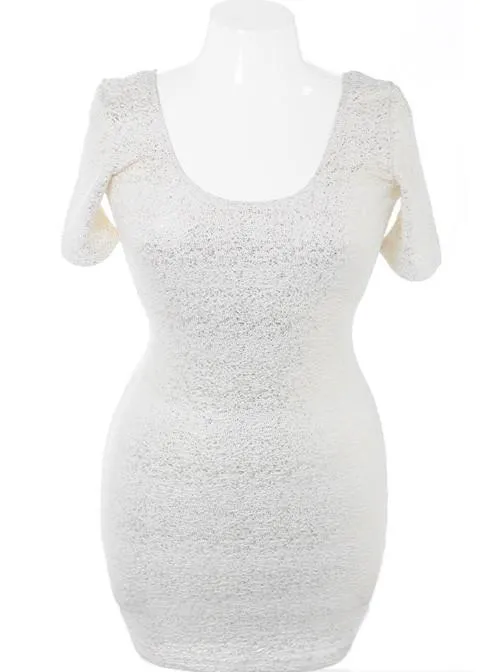 Plus Size Bodycon Sparkling White Dress
