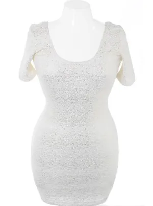 Plus Size Bodycon Sparkling White Dress