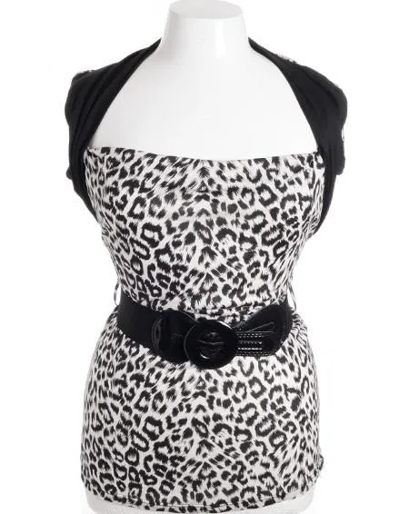Plus Size Cheetah Shrug Belt Top