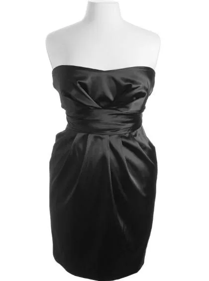 Plus Size Diva Satin Sexy Black Tube Dress