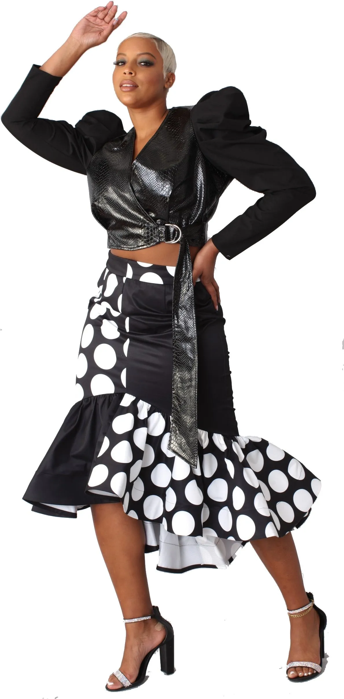 Printed High Low Skirt -81786