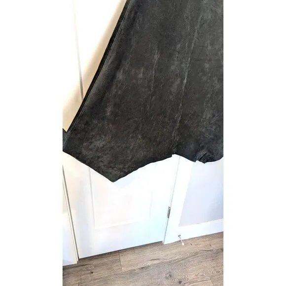 Provence d'amour women's skirt suede leather size 8 black handkerchief hem EUC