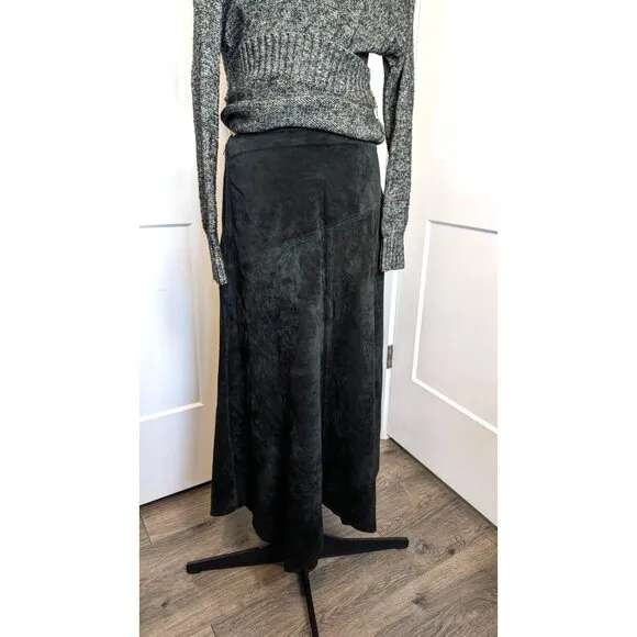 Provence d'amour women's skirt suede leather size 8 black handkerchief hem EUC
