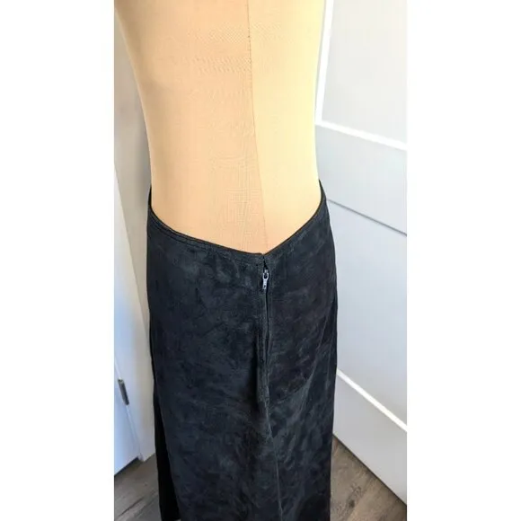 Provence d'amour women's skirt suede leather size 8 black handkerchief hem EUC