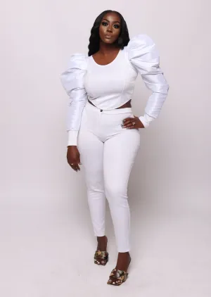 Puffy Dream Pant Set - White