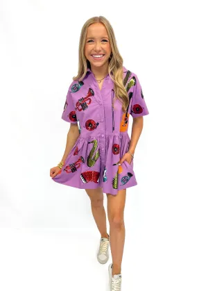 Queen of Sparkles Purple Musical Instrument Romper