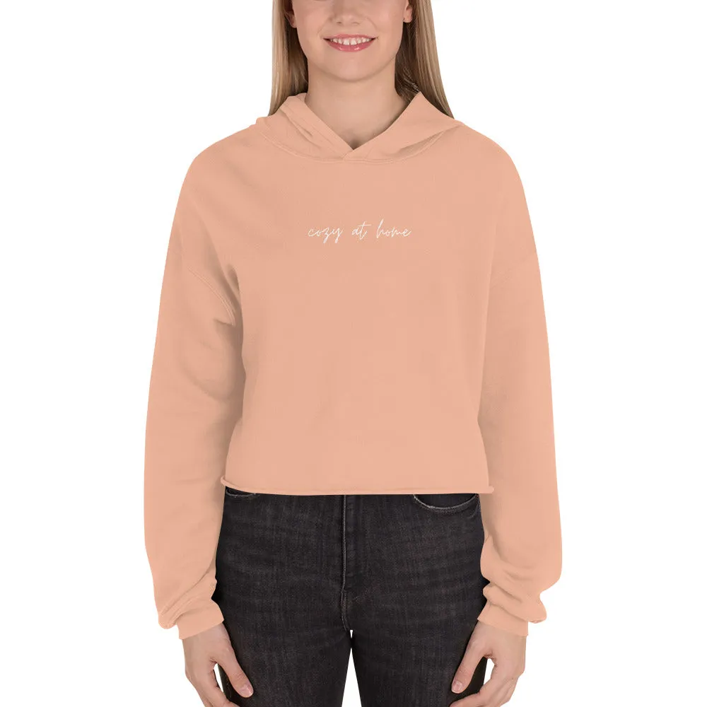 "COZY AT HOME- WHITE" Crop Hoodie