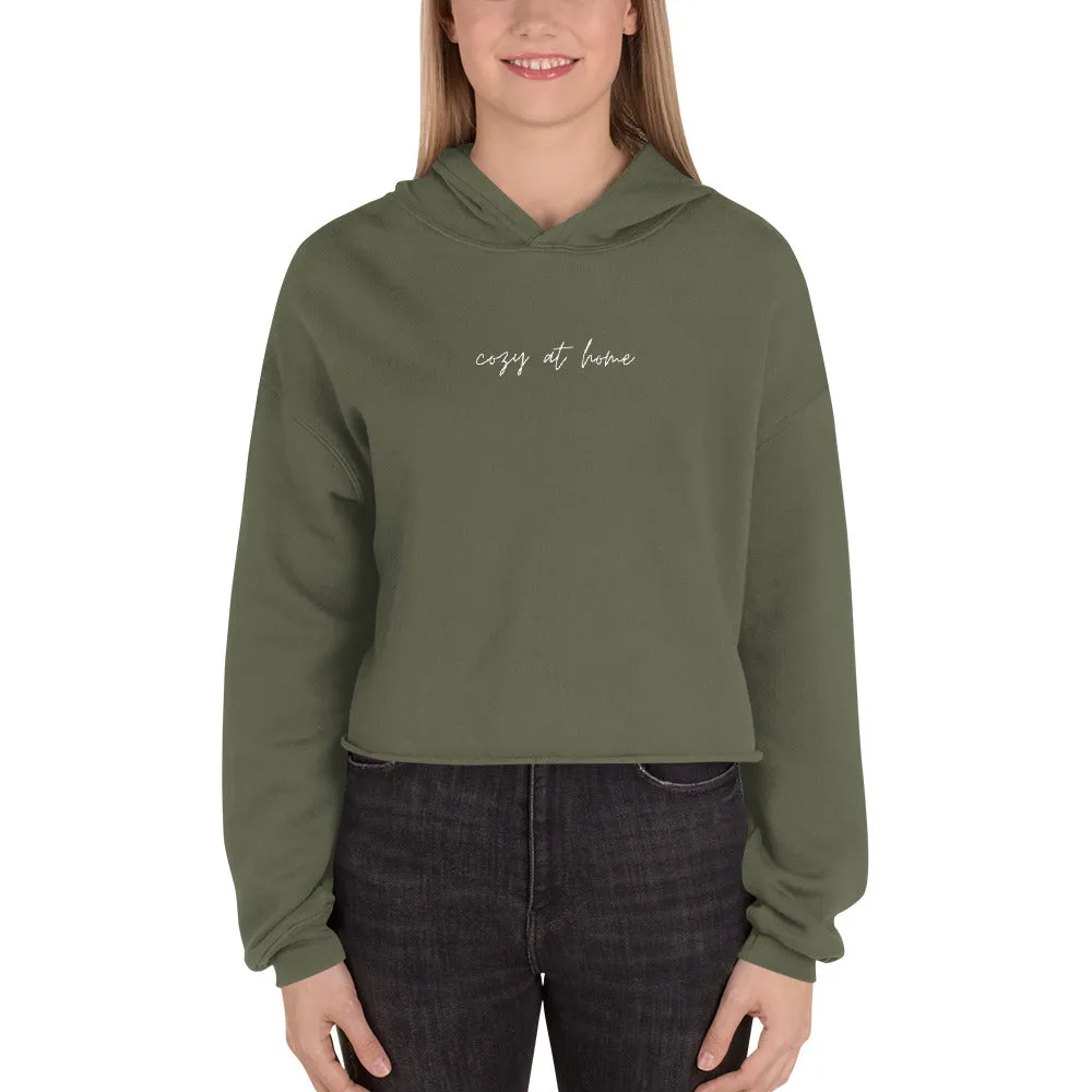 "COZY AT HOME- WHITE" Crop Hoodie