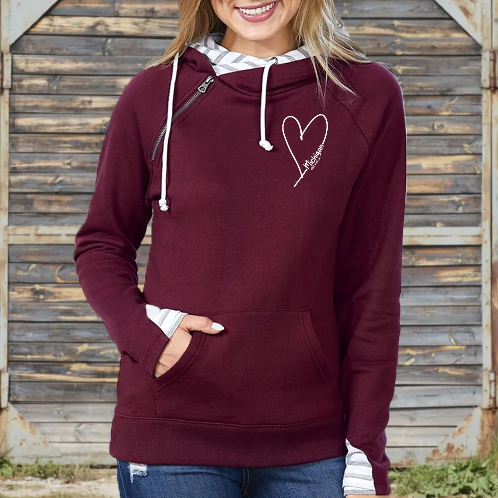 "Little Love" Women's Striped Double Hood Pullover