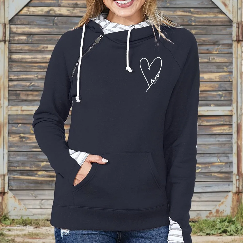 "Little Love" Women's Striped Double Hood Pullover