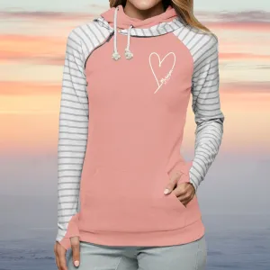 "Little Love" Women's Striped Double Hood Pullover