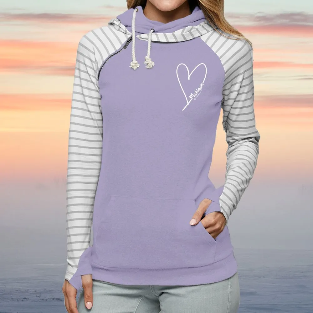 "Little Love" Women's Striped Double Hood Pullover
