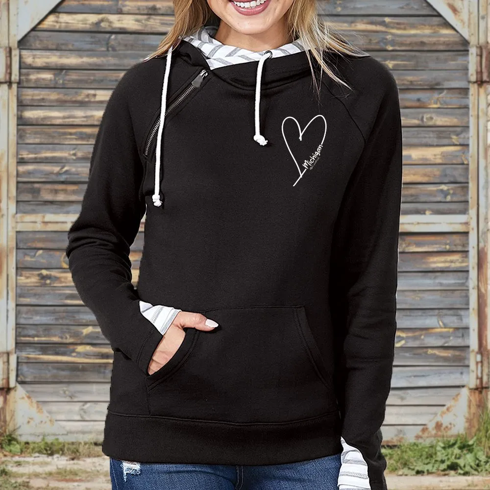 "Little Love" Women's Striped Double Hood Pullover