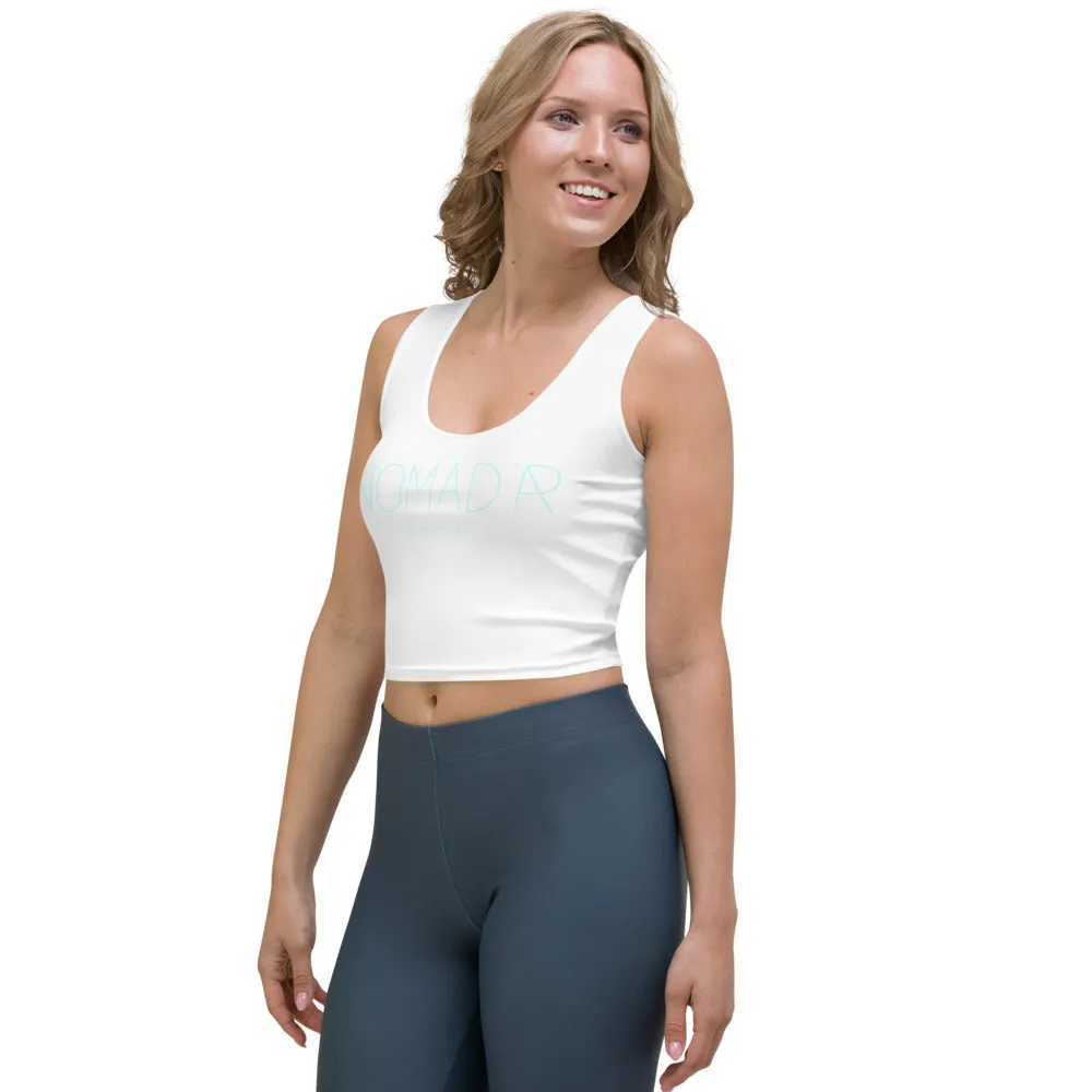 "NOMAD'R- WHITE/AQUA" Crop Tank