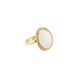 Rainbow Moonstone Cosmo Gold Pave Ring