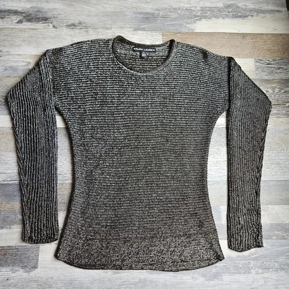 Ralph Lauren Black Label Women's Medium  Metallic Ribbed Knit Sparkly