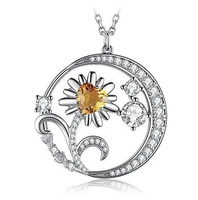 Real Citrine Sunflower Necklace