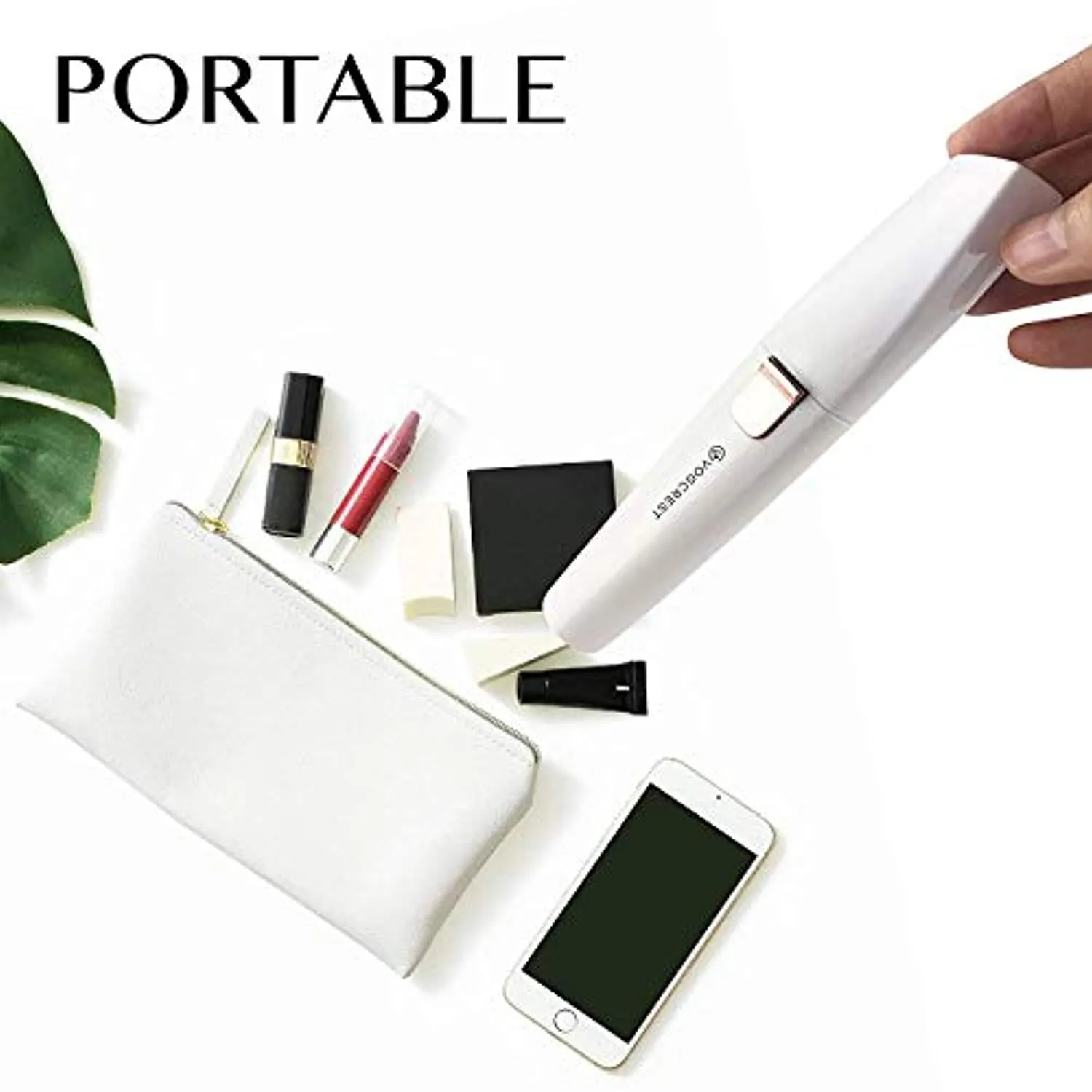 Rechargeable Eyebrow Trimmer & Facial Hair Remover for Women, 2 in 1 Eyebrow Razor and Painless Hair Remover, Eyebrow Lips Body Facial Hair Removal for Women with Built-in LED Light