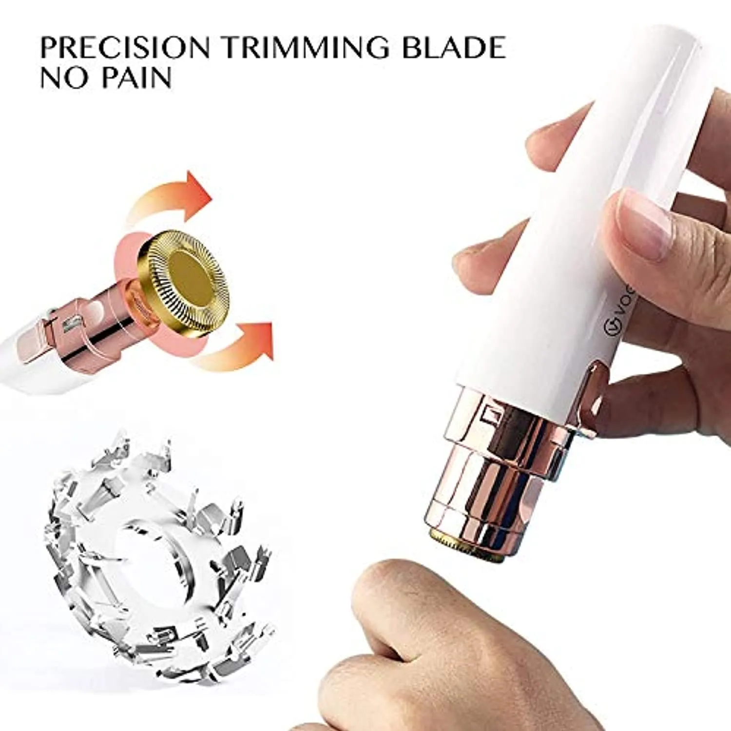 Rechargeable Eyebrow Trimmer & Facial Hair Remover for Women, 2 in 1 Eyebrow Razor and Painless Hair Remover, Eyebrow Lips Body Facial Hair Removal for Women with Built-in LED Light