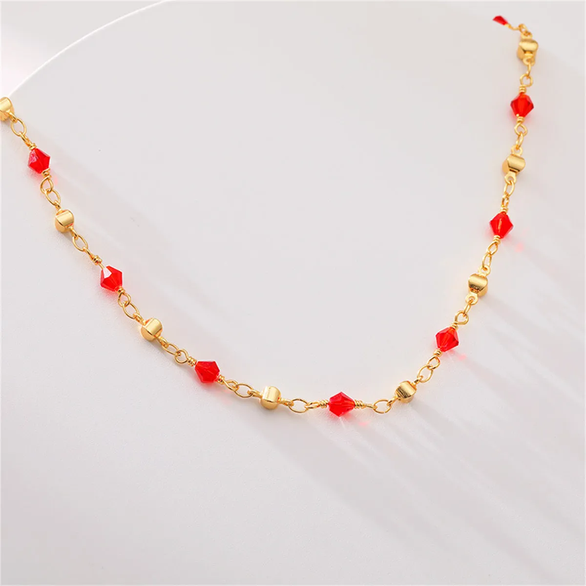 Red Acrylic & 18K Gold-Plated Station Necklace