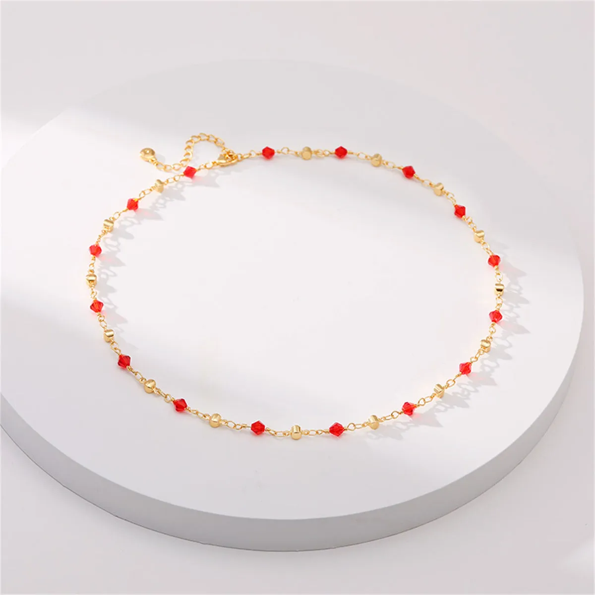 Red Acrylic & 18K Gold-Plated Station Necklace
