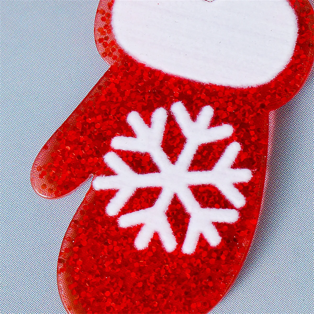 Red & Green Glitter Tiered Snowflake Glove Drop Earrings