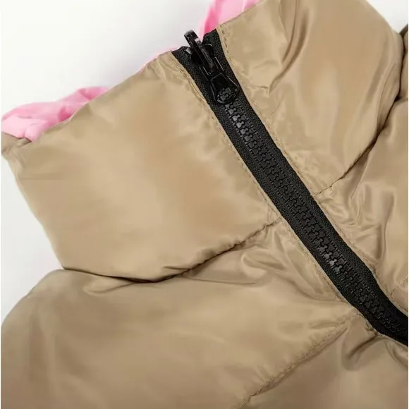 Reversible High Neck Vest, Casual Zip Up Sleeveless Warm Puffer Vest