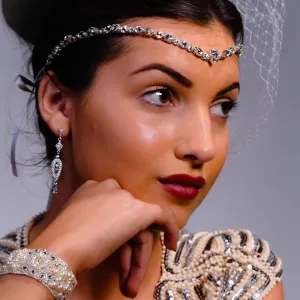 Rhinestone Teardrop Embellished Halo Headband - Silver