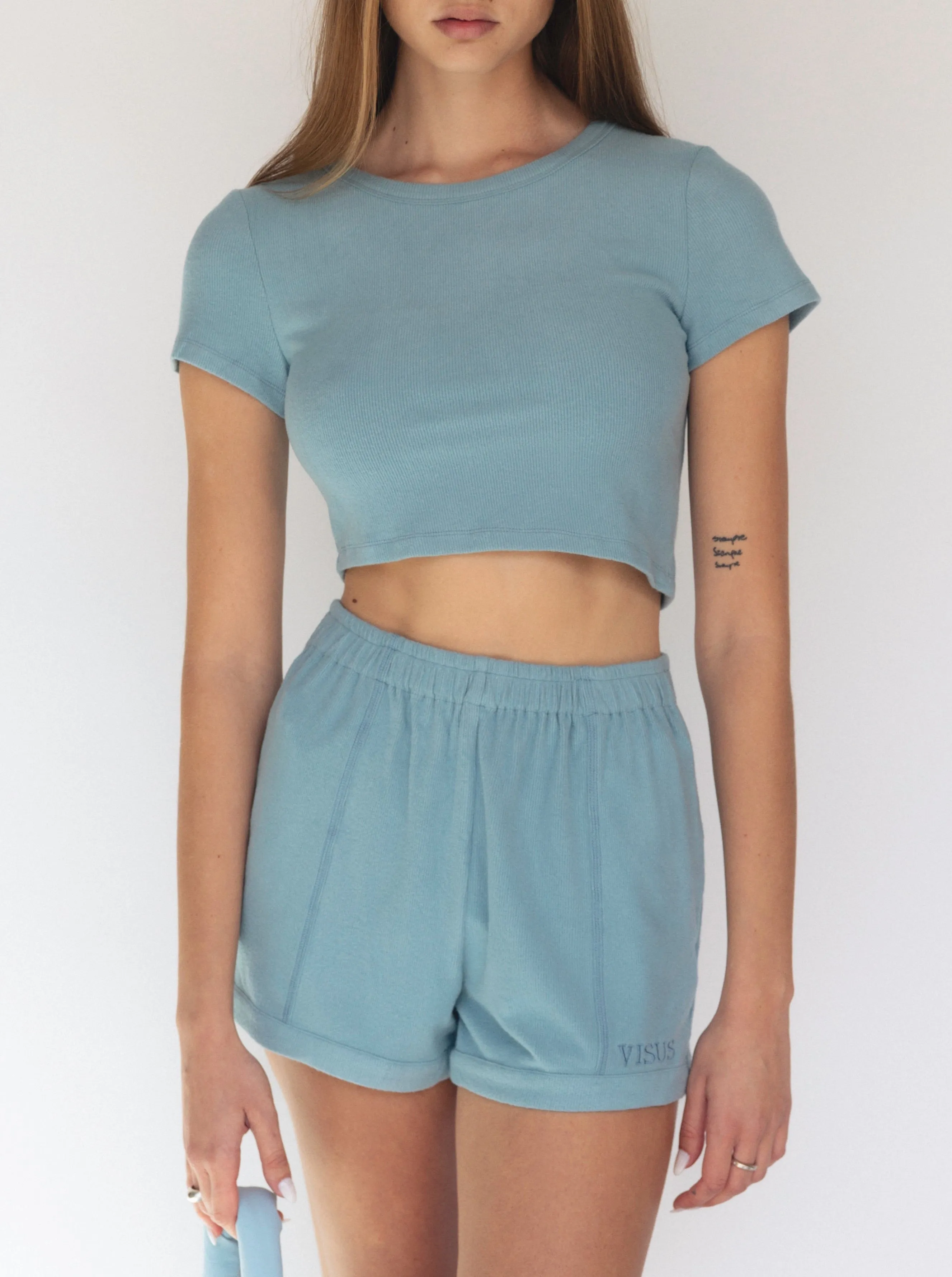 RIBBED COZY SET - SKY