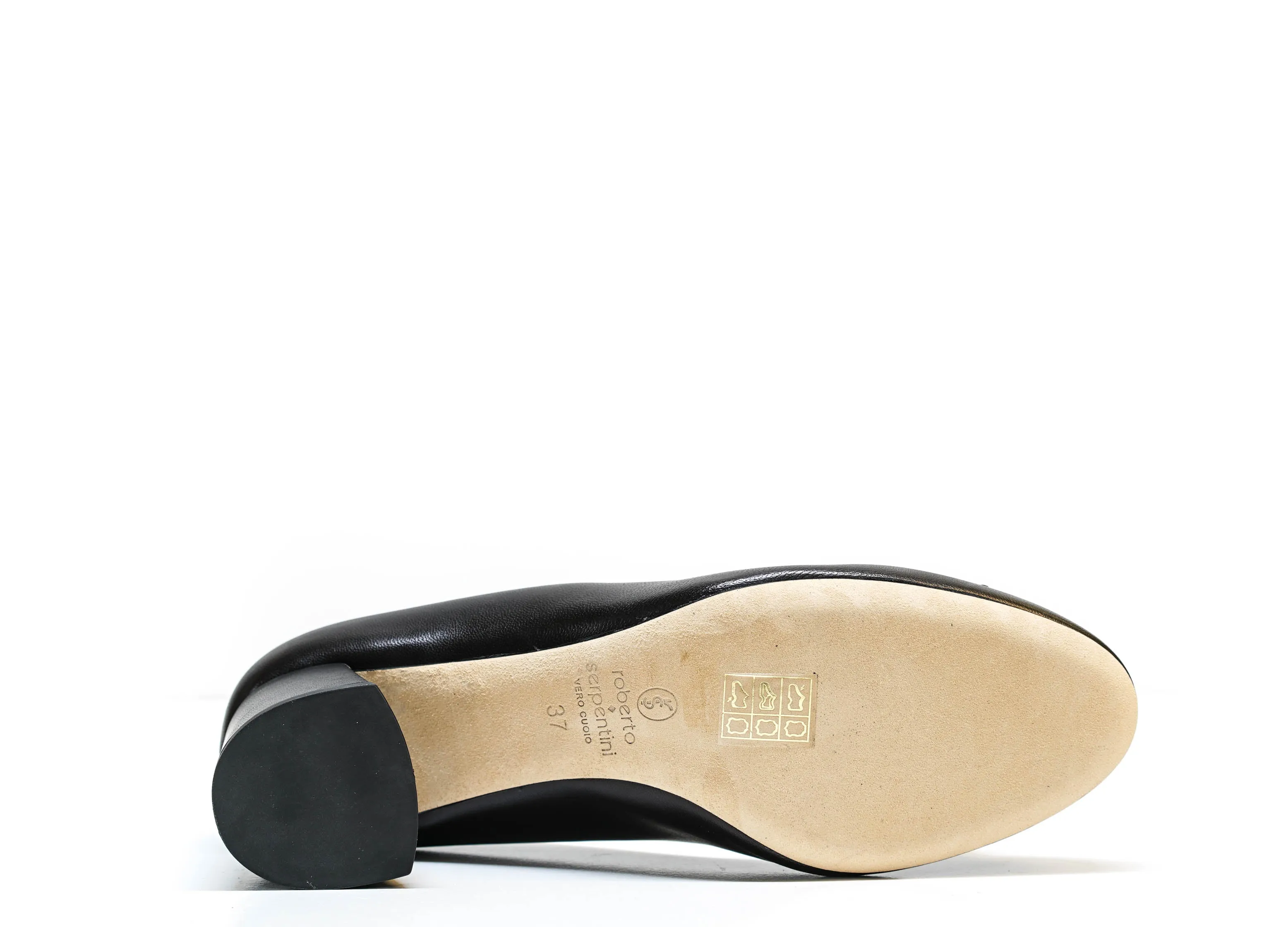 Roberto Serpentini Women's Black Bar Leather Heels 25118 - Now $190