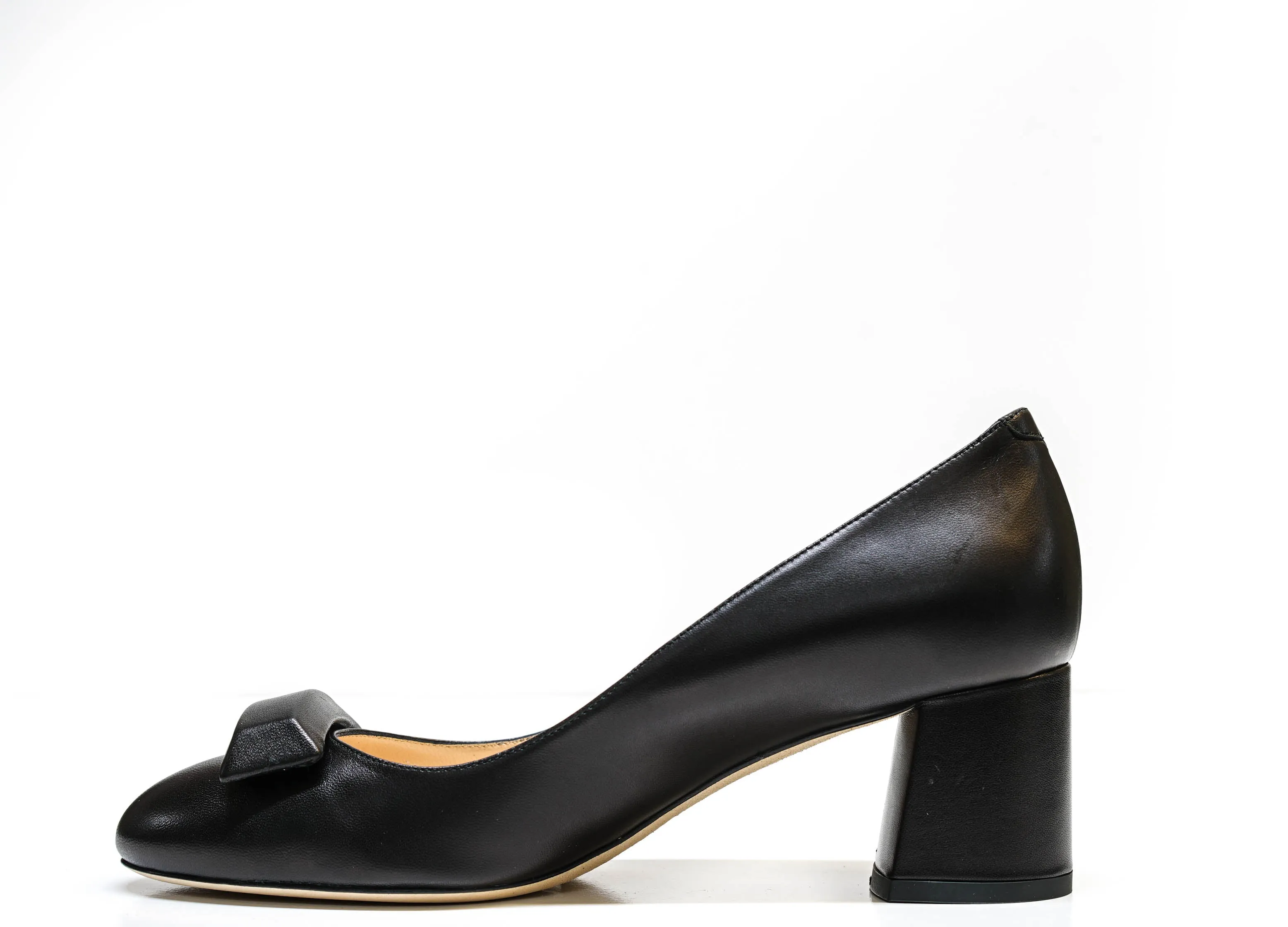Roberto Serpentini Women's Black Bar Leather Heels 25118 - Now $190