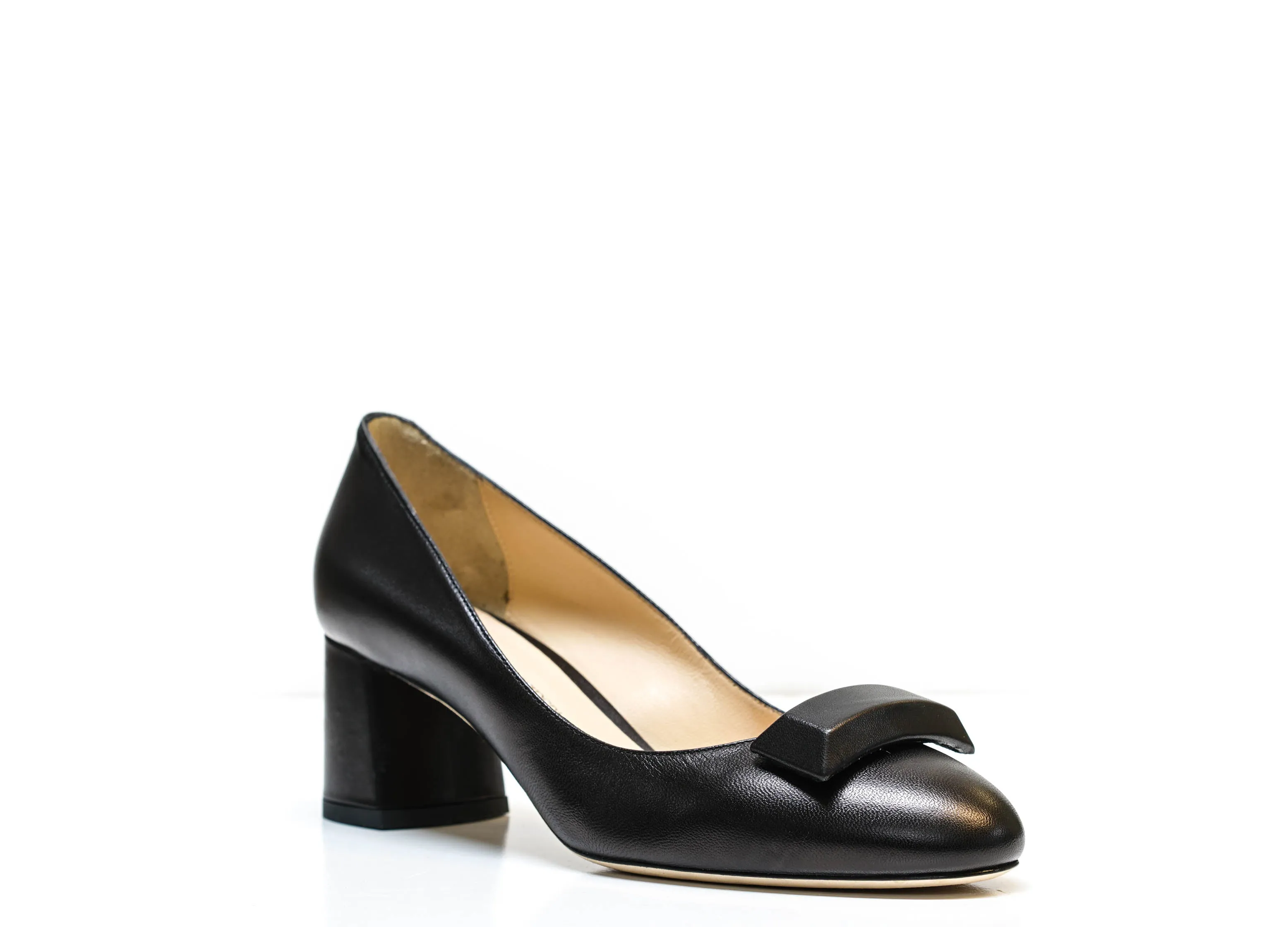 Roberto Serpentini Women's Black Bar Leather Heels 25118 - Now $190
