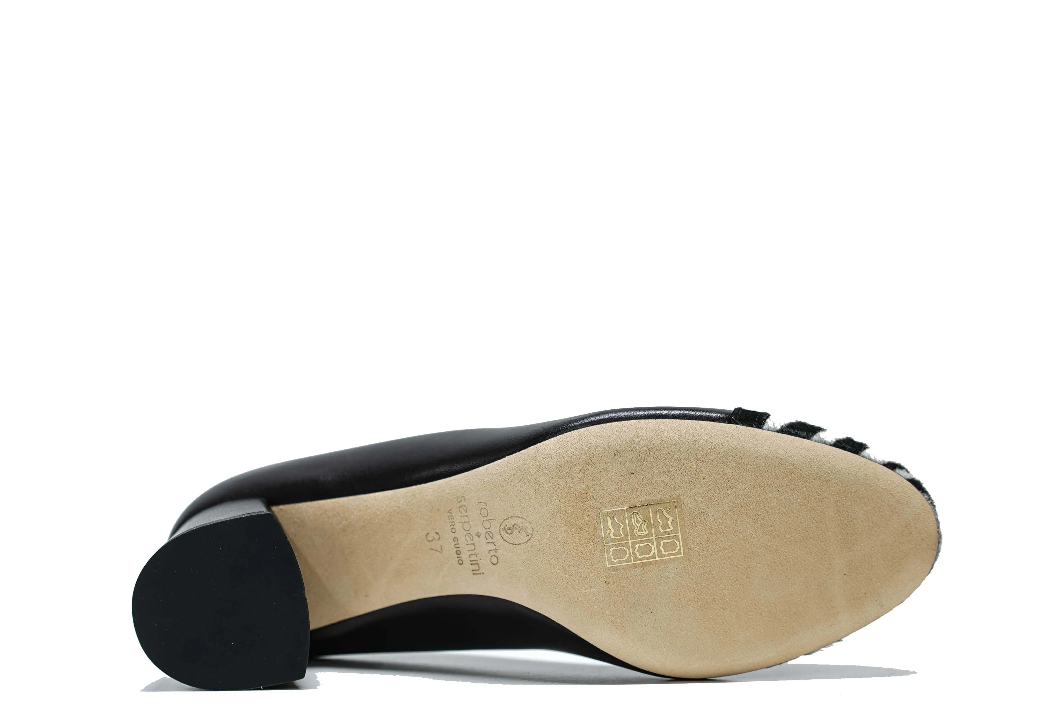 Roberto Serpentini Women's Black Zebra Suede Heels 251640 - Now $190