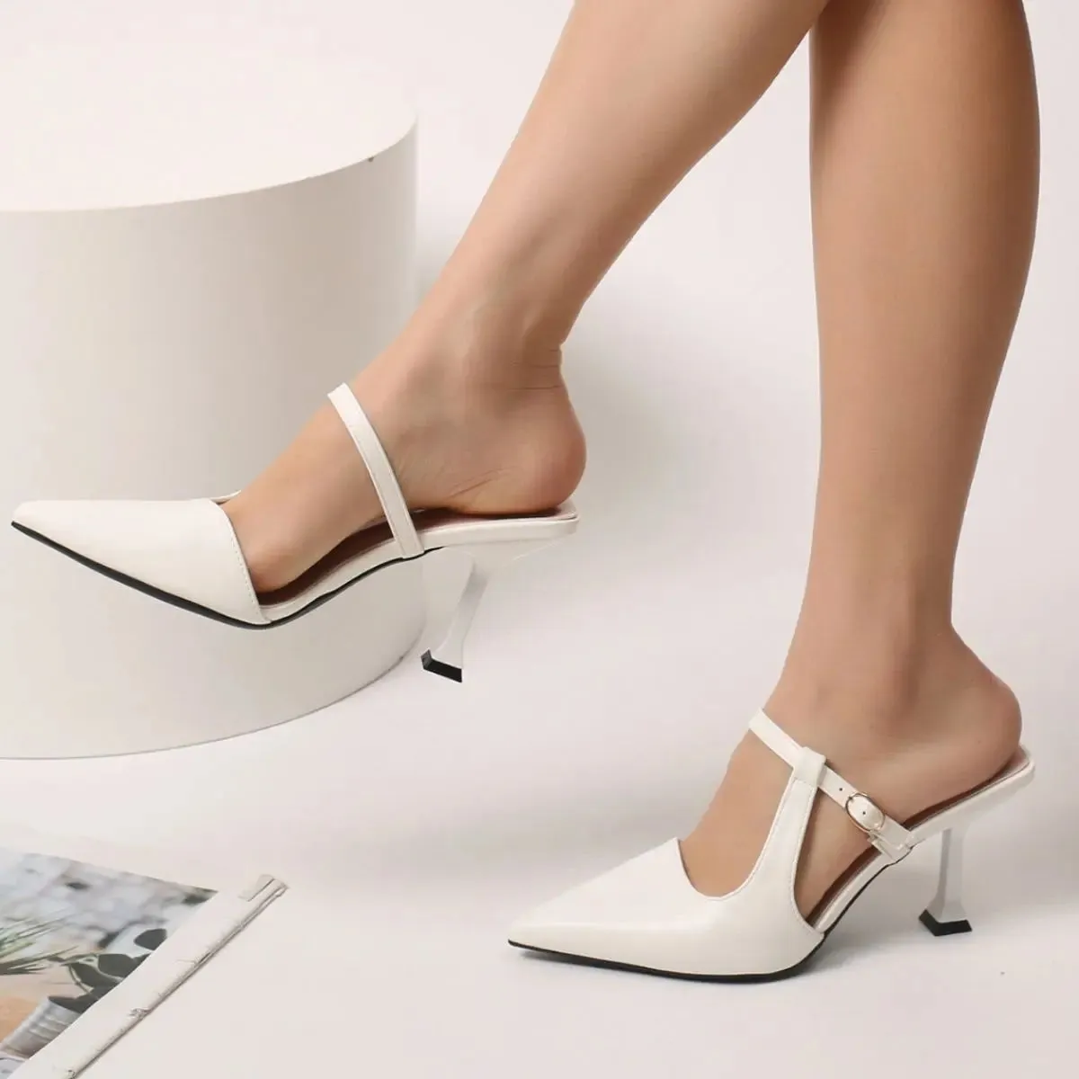 'Romina' Slip-On Pointed Toe Flare Heels