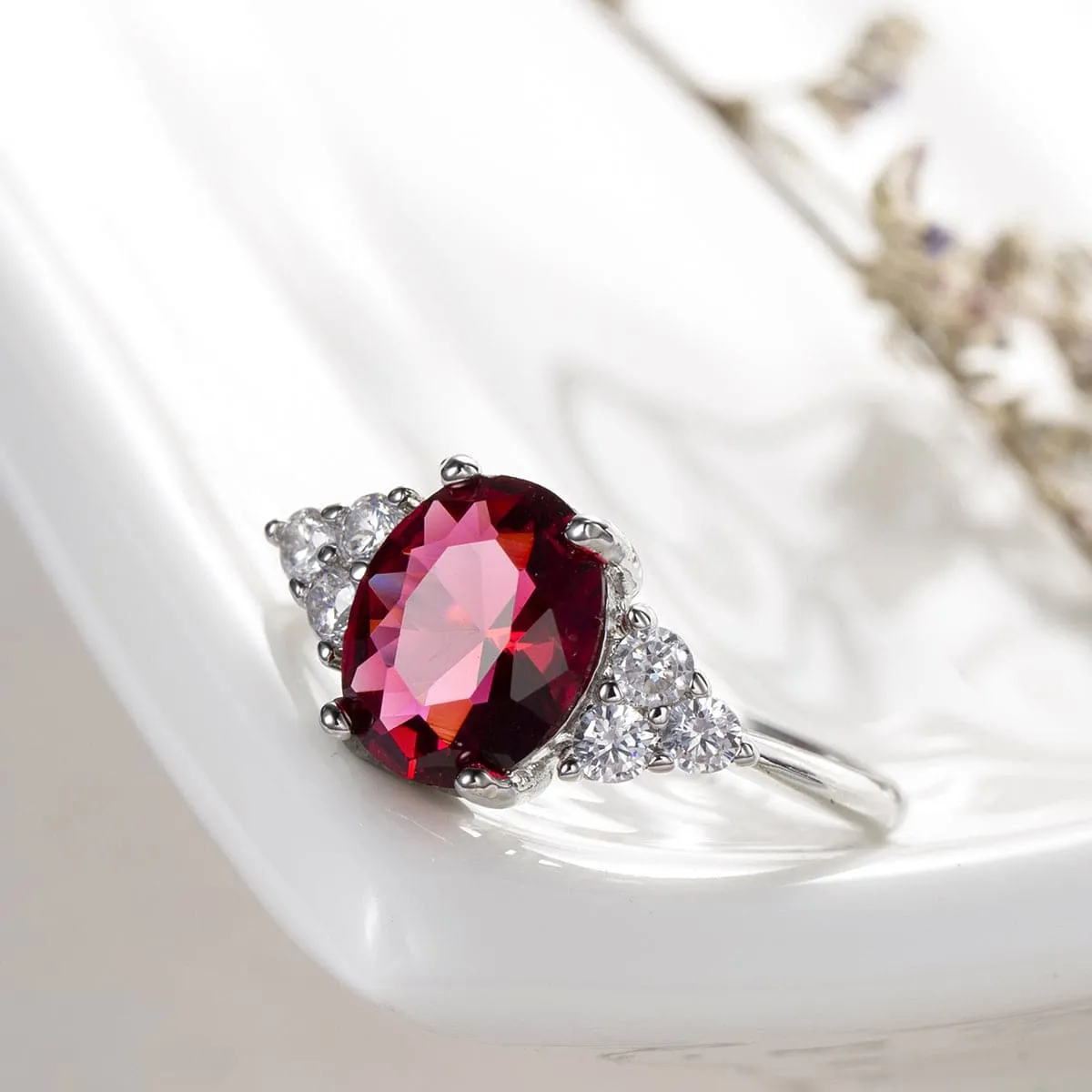Rose Crystal & Cubic Zirconia Triangle Ring