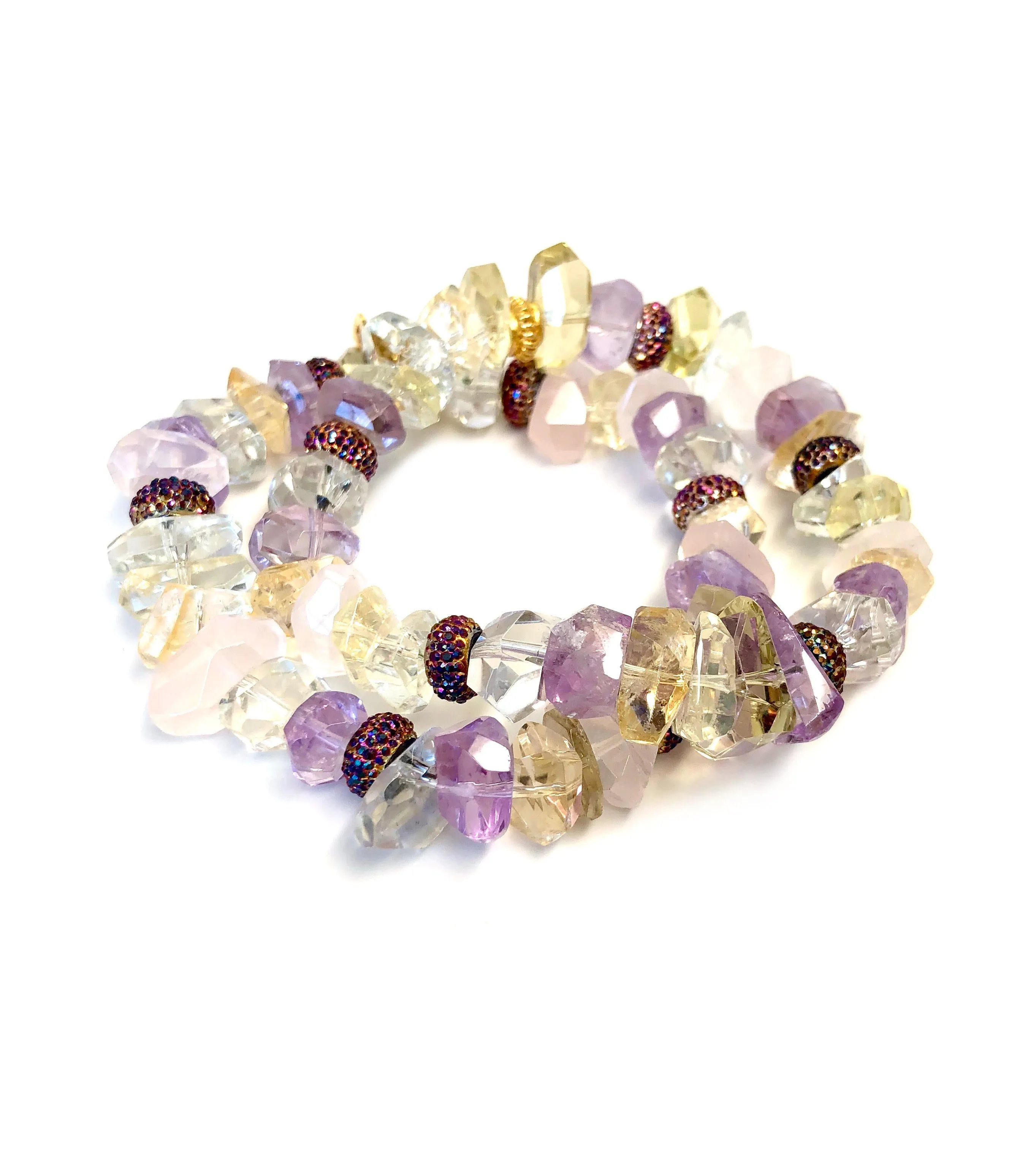 Rose Quartz, Amethyst, Citron & Quartz Chunks Bracelet