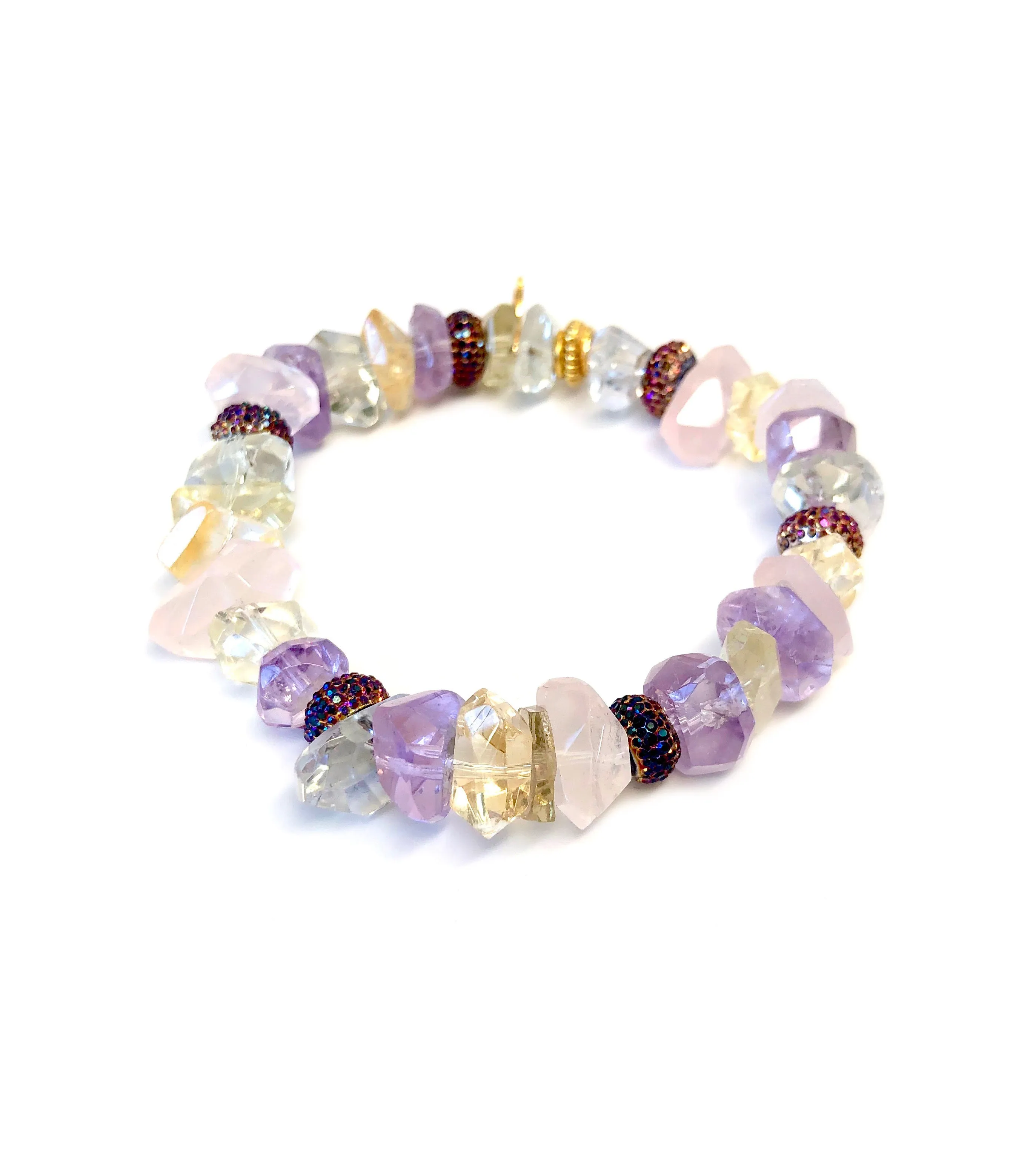 Rose Quartz, Amethyst, Citron & Quartz Chunks Bracelet