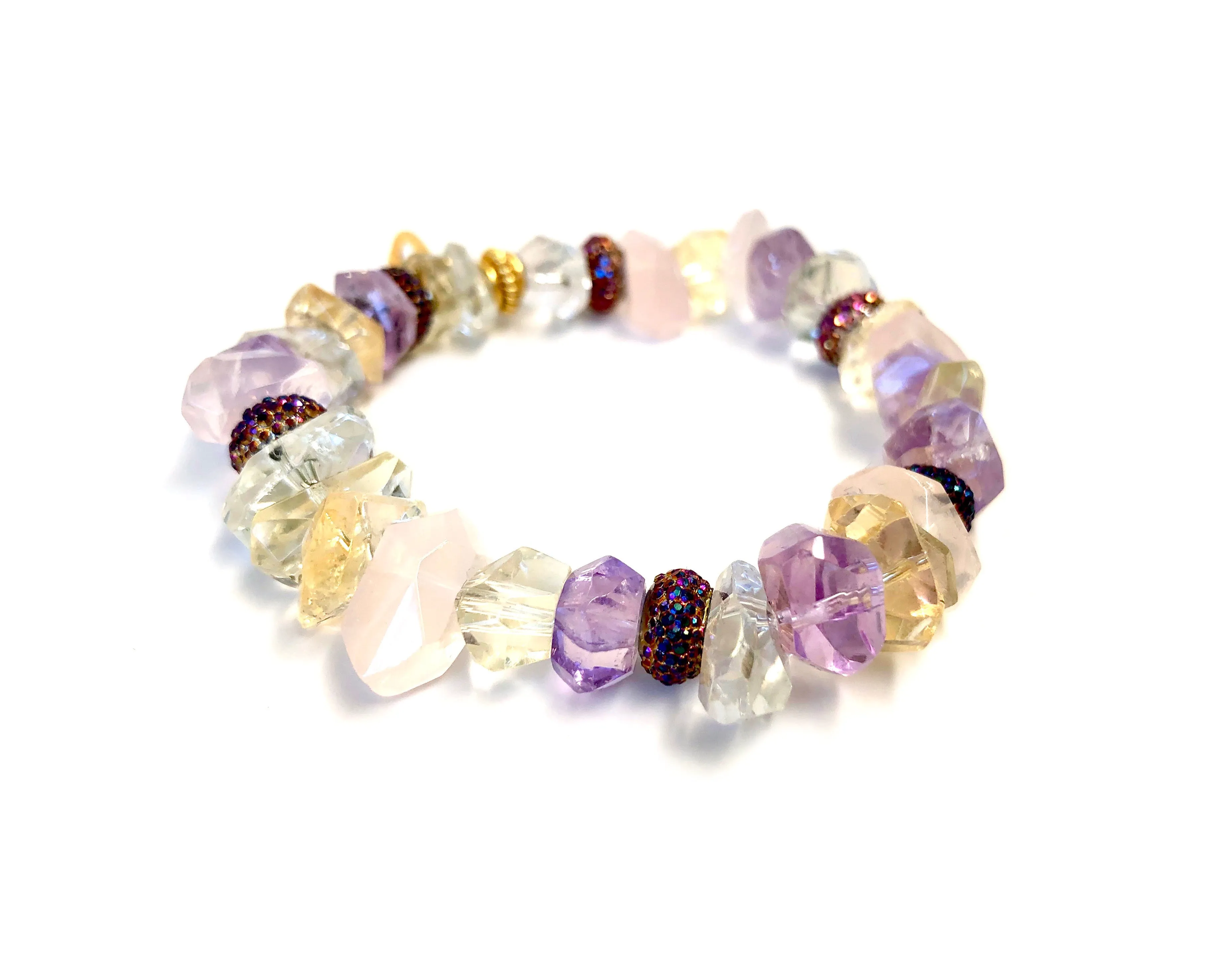 Rose Quartz, Amethyst, Citron & Quartz Chunks Bracelet
