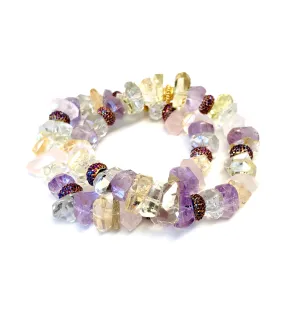 Rose Quartz, Amethyst, Citron & Quartz Chunks Bracelet