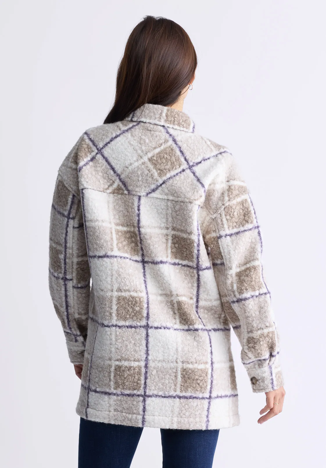 Royce Women's Plaid Coat, Beige & Purple - JK0033F