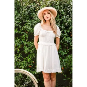 Ruffle Detailed Puff Sleeve Midi Dress