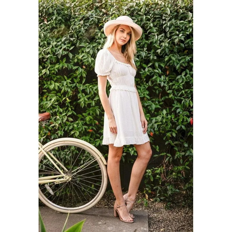 Ruffle Detailed Puff Sleeve Midi Dress