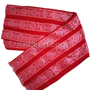 Sambalpuri Fabric For Women Red Color Konark Wheel Design