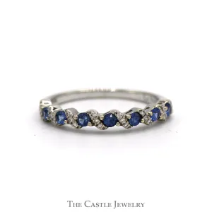 Sapphire & Diamond Le Vian Designer Band in 14k White Gold