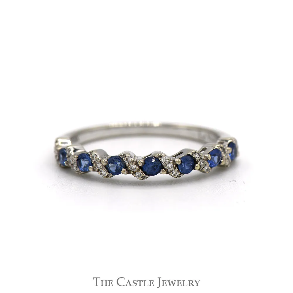 Sapphire & Diamond Le Vian Designer Band in 14k White Gold