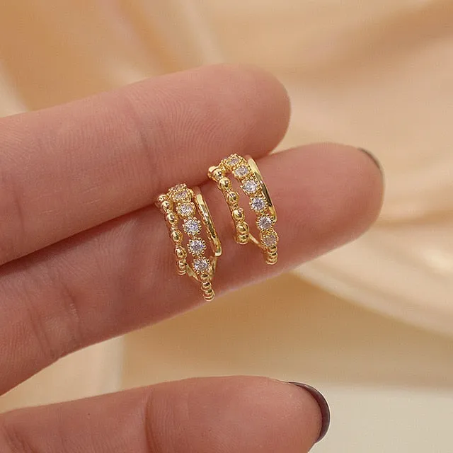 Sapphire Angel's Wings Stud Earrings 14K Real Gold Women's Romantic Jewelry