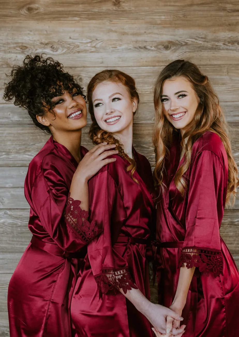 Satin and Lace Bridal and Bridesmaid Robes