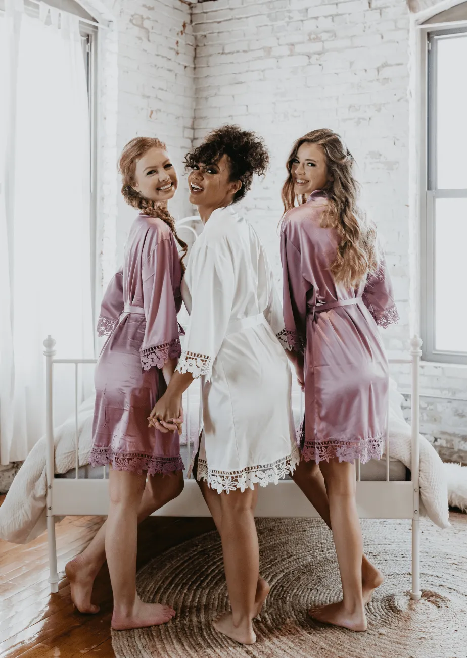 Satin and Lace Bridal and Bridesmaid Robes