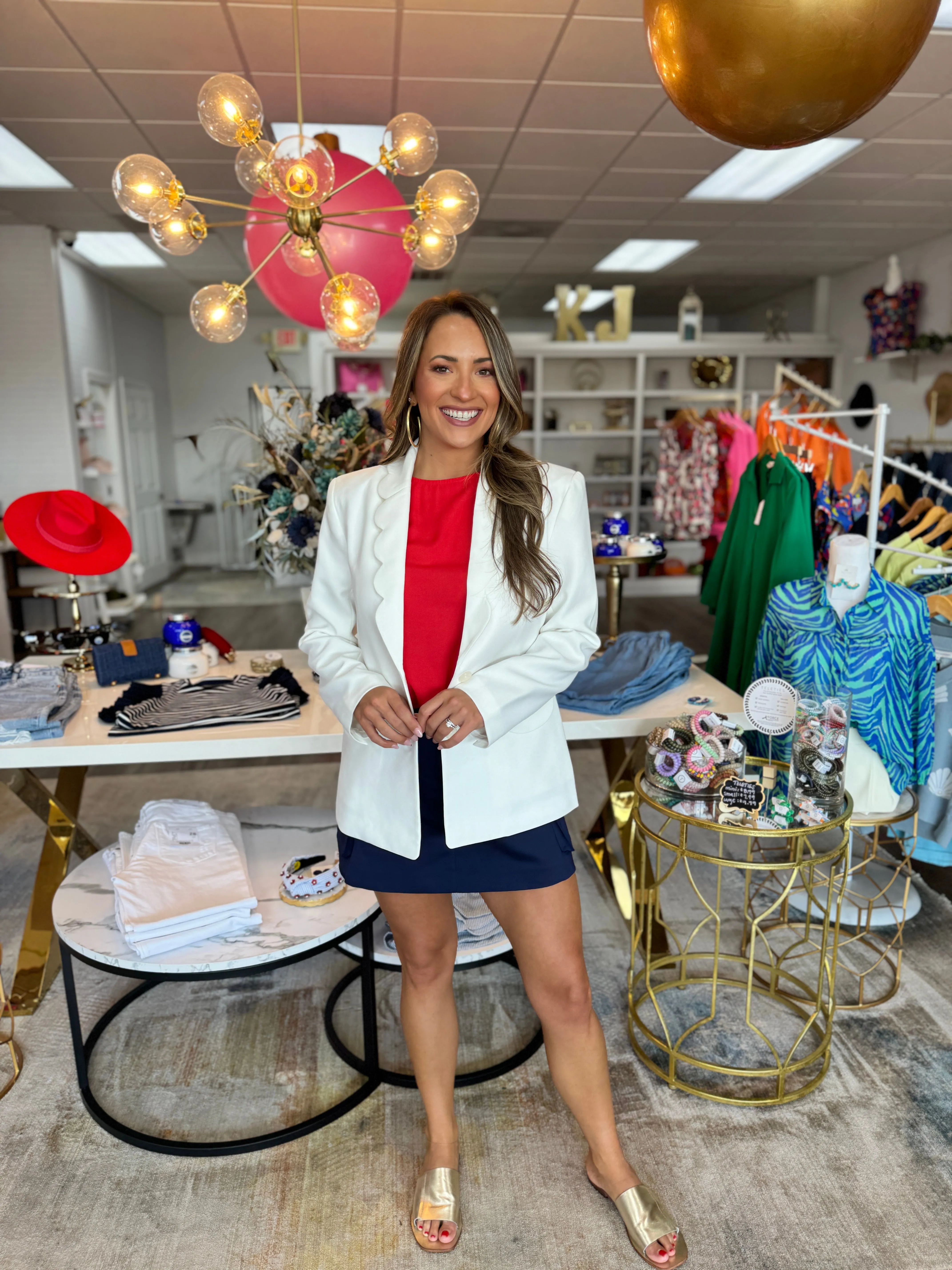 Scalloped Blazer - Cream