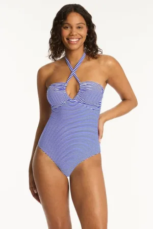 SEA LEVEL- WOMEN'S 1PC VARSITY HALTER BANDEAU SWIMSUIT